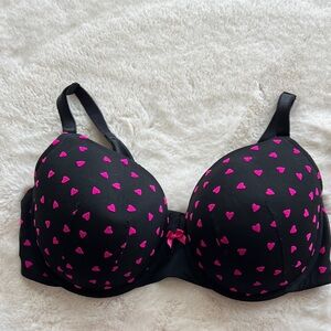 Torrid Black Bra with Pink Heart Accents